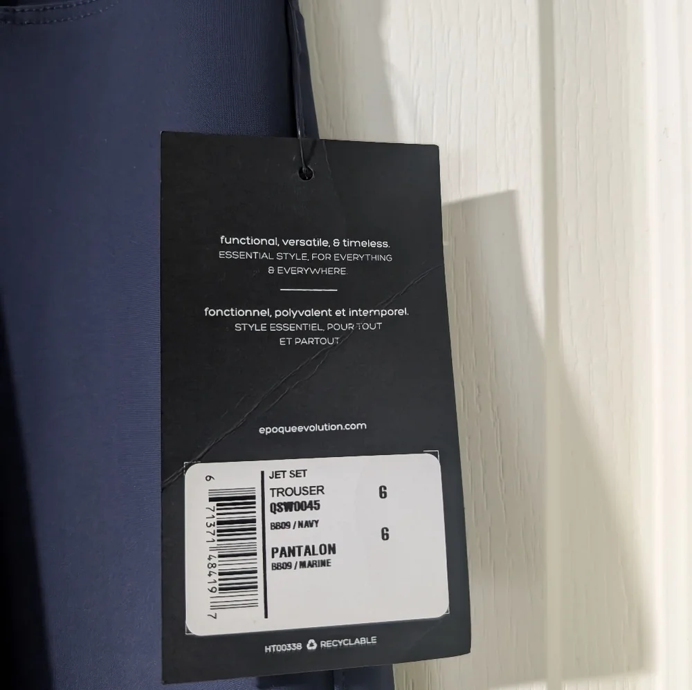 NWT epoque evolution | Jet Set Trousers In Navy Blue (Size 6) - Picture 7 of 10